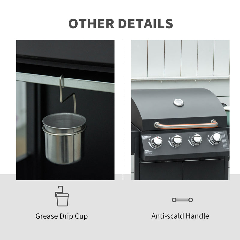 Outdoor Grills, 50,000 BTU 4+1 Burner Liquid Propane BBQ with Side Burner and Warming Rack - Seasonal Overstock