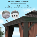 Gazebos, Tamerlaine 10' x 12' Steel Roof Outdoor Gazebo Shelter with Vented Roof and Aluminum Frame - Brown - Seasonal Overstock