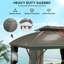 Gazebos, Umbra Valley 10' x 12' Hard Top Gazebo with Vented Steel Roof, Curtains and Mesh Sidewalls - Seasonal Overstock