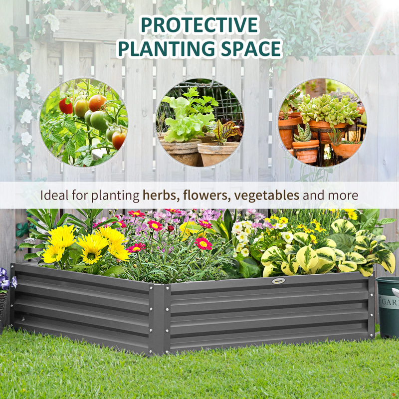 4' x 4' Raised Garden Bed Planter Box Galvanized Steel 12in Deep - Light Grey