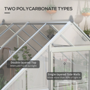 6' x 8' Walk-In Aluminum Frame Greenhouse, 2-Type Polycarbonate Panels, Swing Door - Silver