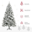 Christmas Trees, 7.5ft Artificial Flocked Pine Christmas Tree with Steel Base and 1300 Branches - Seasonal Overstock