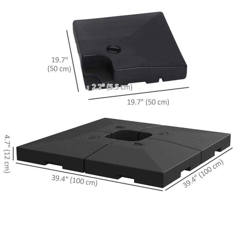 Umbrella Base Weights, 4 Piece Base Weight Set for Cantilever Umbrellas 264 lbs Sand Fill, 176 lbs Water Fill - Seasonal Overstock