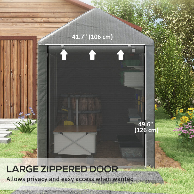 4' x 6' All Season Portable Storage Shed for Motorcycle or Bicycless - Grey