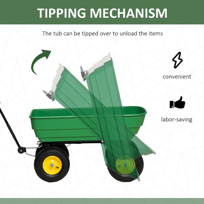 Gardening Accessories, Garden Dump Cart with 125L Tipping Bin, 12in Pneumatic Tires - Holds up to 440 lbs - Seasonal Overstock