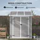 6' x 6' Polypropylene Resin Plastic Garden Shed with Dual Swing Doors - Grey