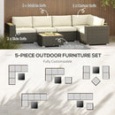 Patio Furniture, Chestnut Cove 6pc Modular Outdoor Patio Set Sectional Sofa - Khaki Brown - Seasonal Overstock