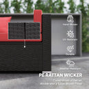 Patio Furniture, Peace River 7 Pc Rattan Wicker Modular Outdoor Furniture Sectional Sofa Set - Red / Brown - Seasonal Overstock