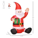 Inflatable Santa Claus figure with dimensions on a white background
