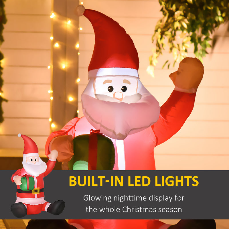 Inflatable Santa Claus decoration with built-in LED lights, set against a festive background.