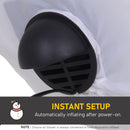 Easy setup with automatically inflating motor inflating Christmas display.  