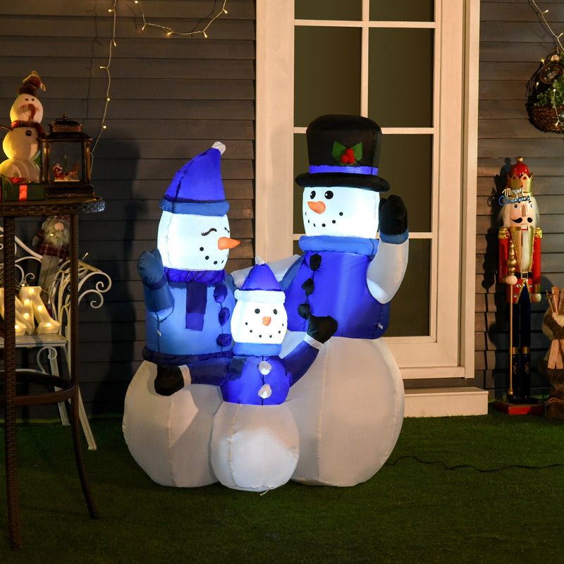 Christmas Inflatable Snow Man Family with LED Lights for Yard