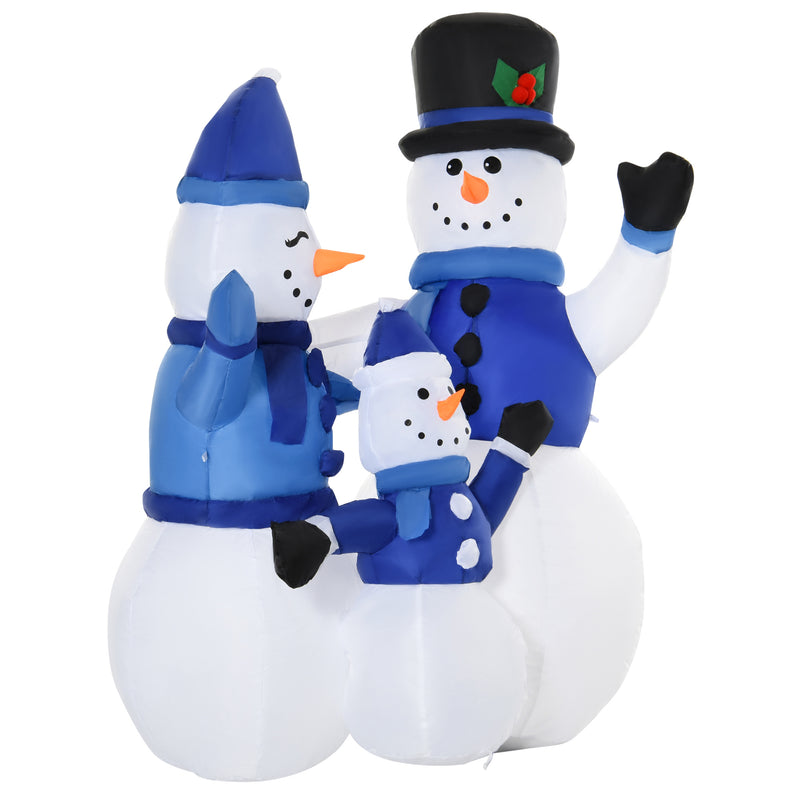 Father Mother and Child Snow Men Inflatable Christmas Display for Yards Outdoors