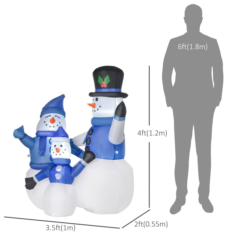 3 Figure Snowman Family for Christmas Decoration Display with LED Lights 