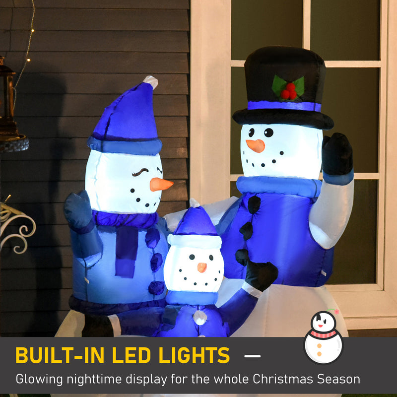 4ft outdoor snowman family inflatable Christmas Decoration Display with LED Lights 