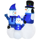 3 Snowmen Family Light Up Christmas Display for Lawns During Holiday Season on White Background 