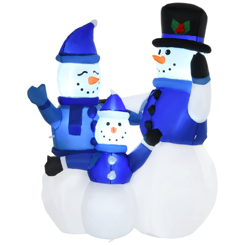 3 Snowmen Family Light Up Christmas Display for Lawns During Holiday Season on White Background 