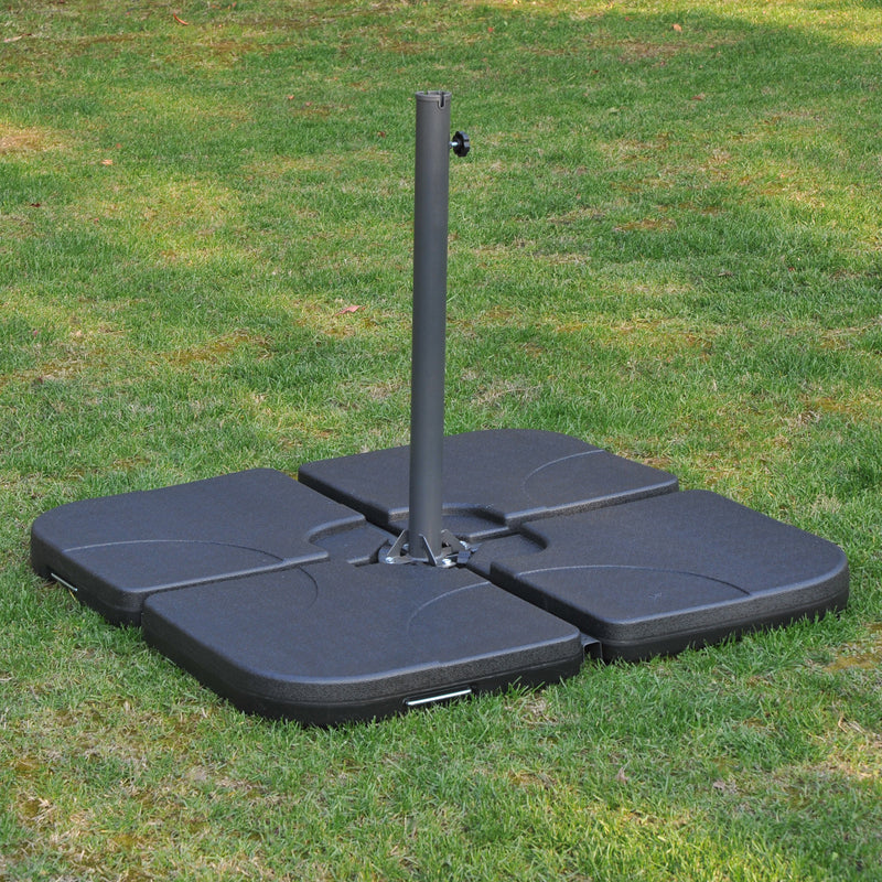 Umbrella Base Weights, 4pc Offset Cantilever Umbrella Base Weight Set, Fill with up to 60L Water or Sand - Black - Seasonal Overstock