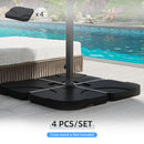 Umbrella Base Weights, 4pc Offset Cantilever Umbrella Base Weight Set, Fill with up to 60L Water or Sand - Black - Seasonal Overstock