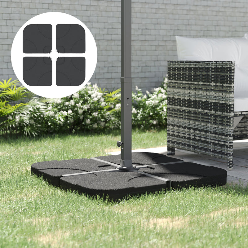 Umbrella Base Weights, 4pc Offset Cantilever Umbrella Base Weight Set, Fill with up to 60L Water or Sand - Black - Seasonal Overstock
