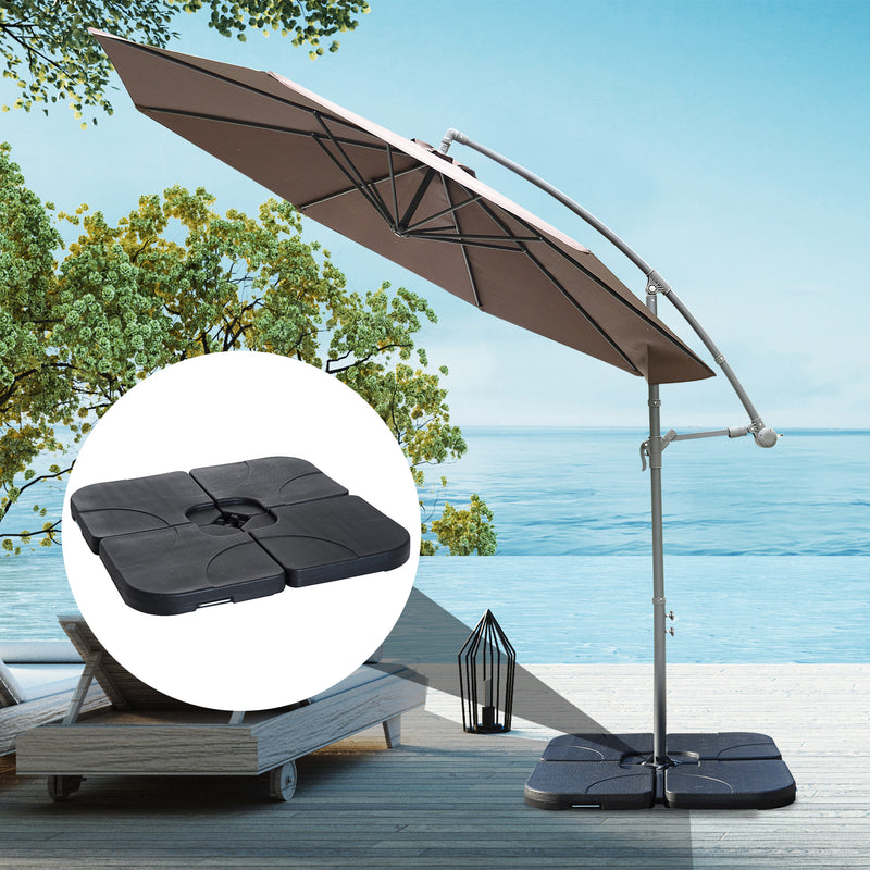 Umbrella Base Weights, 4pc Offset Cantilever Umbrella Base Weight Set, Fill with up to 60L Water or Sand - Black - Seasonal Overstock