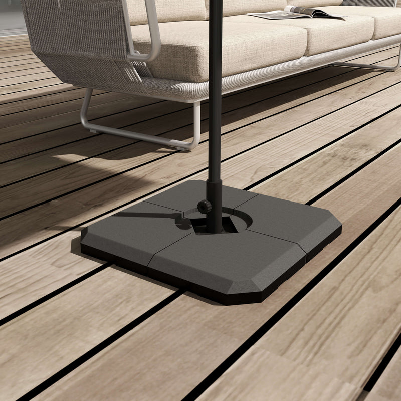 Umbrella Base Weights, 4pc Umbrella Stand Weighted Base with Water or Sand Fill Option - Black - Seasonal Overstock