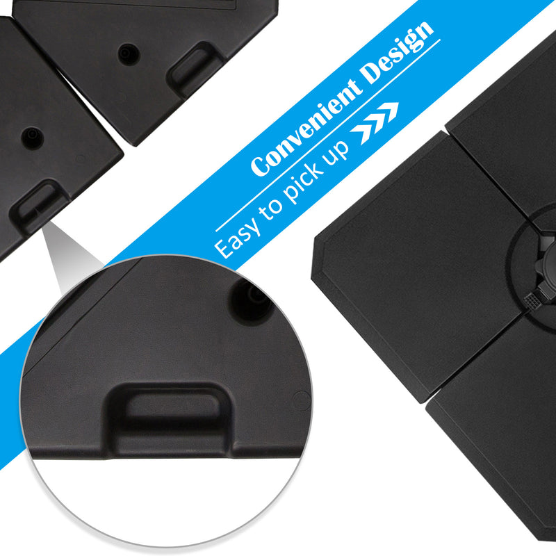 Umbrella Base Weights, 4pc Umbrella Stand Weighted Base with Water or Sand Fill Option - Black - Seasonal Overstock