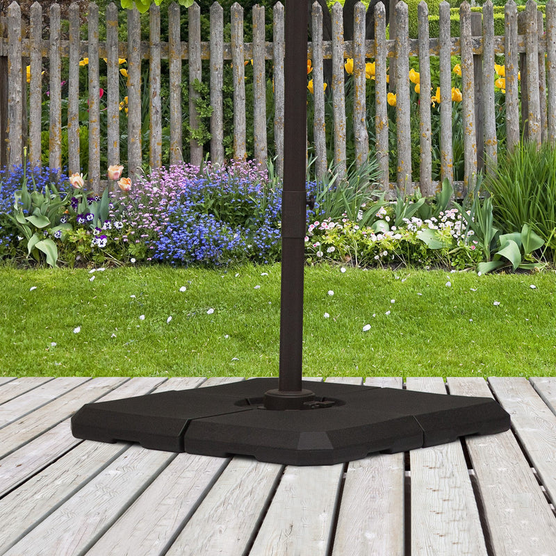 Umbrella Base Weights, 4pc Umbrella Stand Weighted Base with Water or Sand Fill Option - Black - Seasonal Overstock