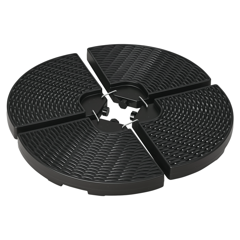 Umbrella Base Weights, 4pc Wicker Pattern Umbrella Cross Base Weight Set, Fill with 115 lbs Water or 150lbs Sand - Black - Seasonal Overstock