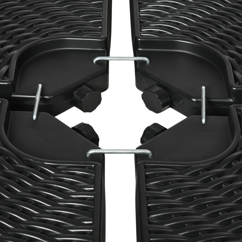 Umbrella Base Weights, 4pc Wicker Pattern Umbrella Cross Base Weight Set, Fill with 115 lbs Water or 150lbs Sand - Black - Seasonal Overstock