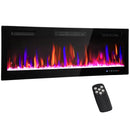 50" Thin Profile Electric Fireplace, 1500W Heater, Wall Mounted or Freestanding Type with Remote and Timer