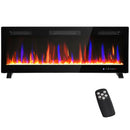 50" Thin Profile Electric Fireplace, 1500W Heater, Wall Mounted or Freestanding Type with Remote and Timer