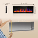 50" Thin Profile Electric Fireplace, 1500W Heater, Wall Mounted or Freestanding Type with Remote and Timer
