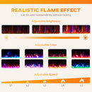 50" Thin Profile Electric Fireplace, 1500W Heater, Wall Mounted or Freestanding Type with Remote and Timer