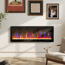 50" Thin Profile Electric Fireplace, 1500W Heater, Wall Mounted or Freestanding Type with Remote and Timer