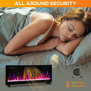 50" Thin Profile Electric Fireplace, 1500W Heater, Wall Mounted or Freestanding Type with Remote and Timer