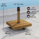 Umbrella Base Weights, 57lbs Rolling Umbrella Base for Patio Umbrellas in Natural Wood Colour - Seasonal Overstock