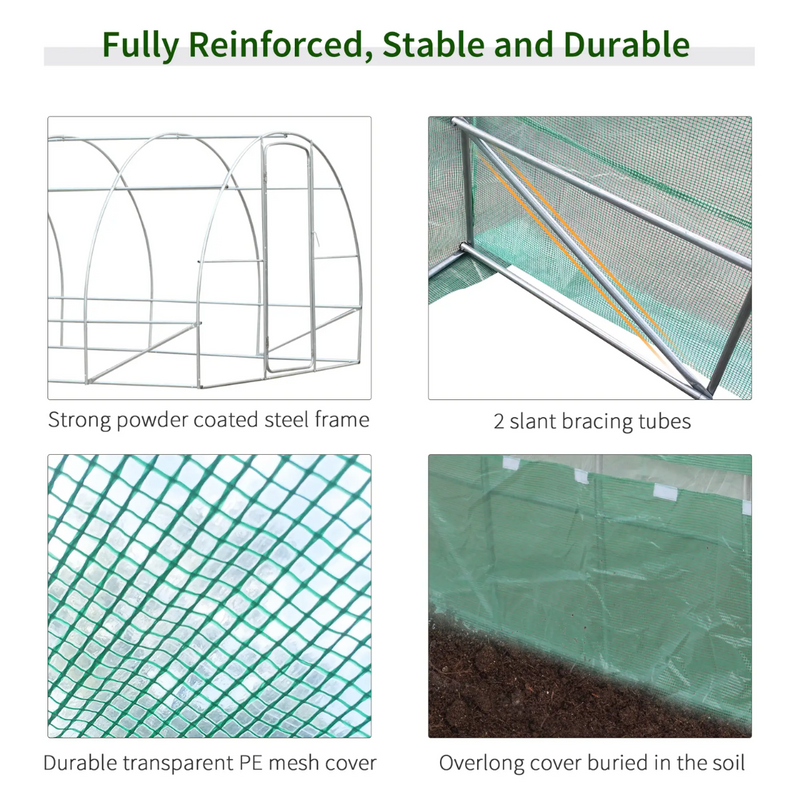 20' x 10' Walk-In Plastic Cover Garden Greenhouse, Round Top, Steel Frame, Swing Door, Green