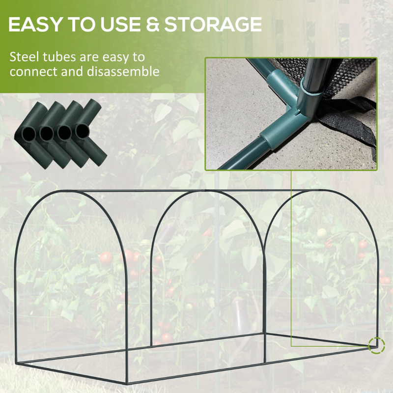 8' x 4' Mesh Garden Protection Crop Cage Cover with 2 Zipper Doors - Green