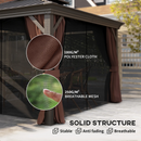 Gazebos, Tamerlaine 10' x 12' Steel Roof Outdoor Gazebo Shelter with Vented Roof and Aluminum Frame - Brown - Seasonal Overstock