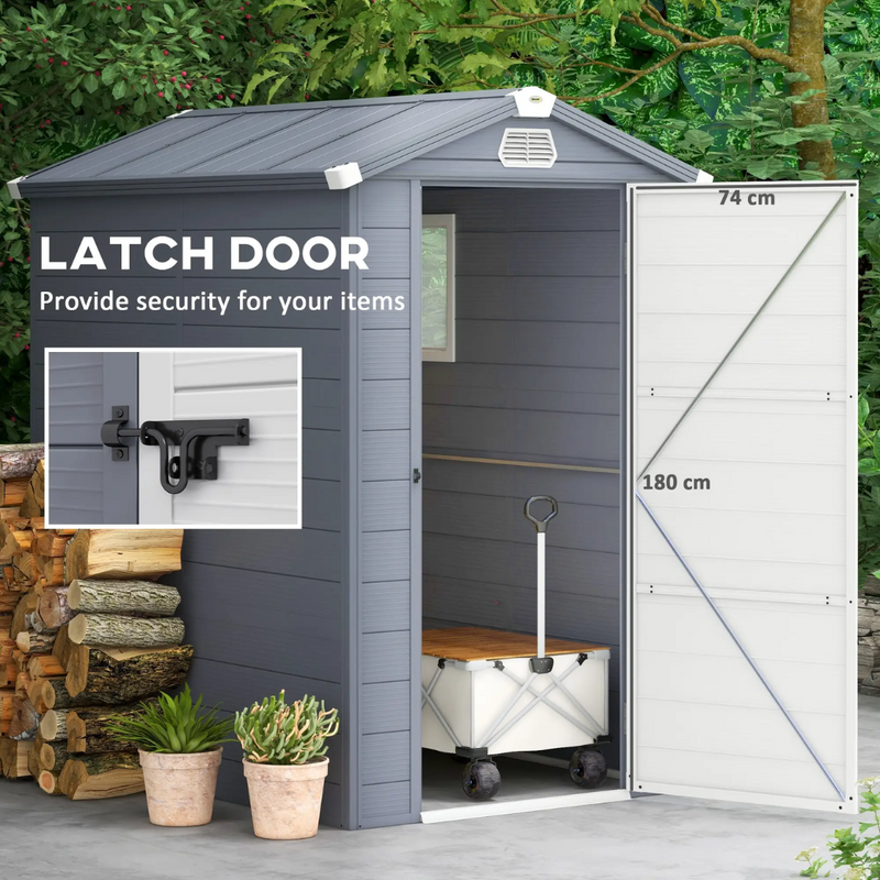 4.5' x 6' Resin Plastic Outdoor Storage Shed with Swing Door and Latch - Grey