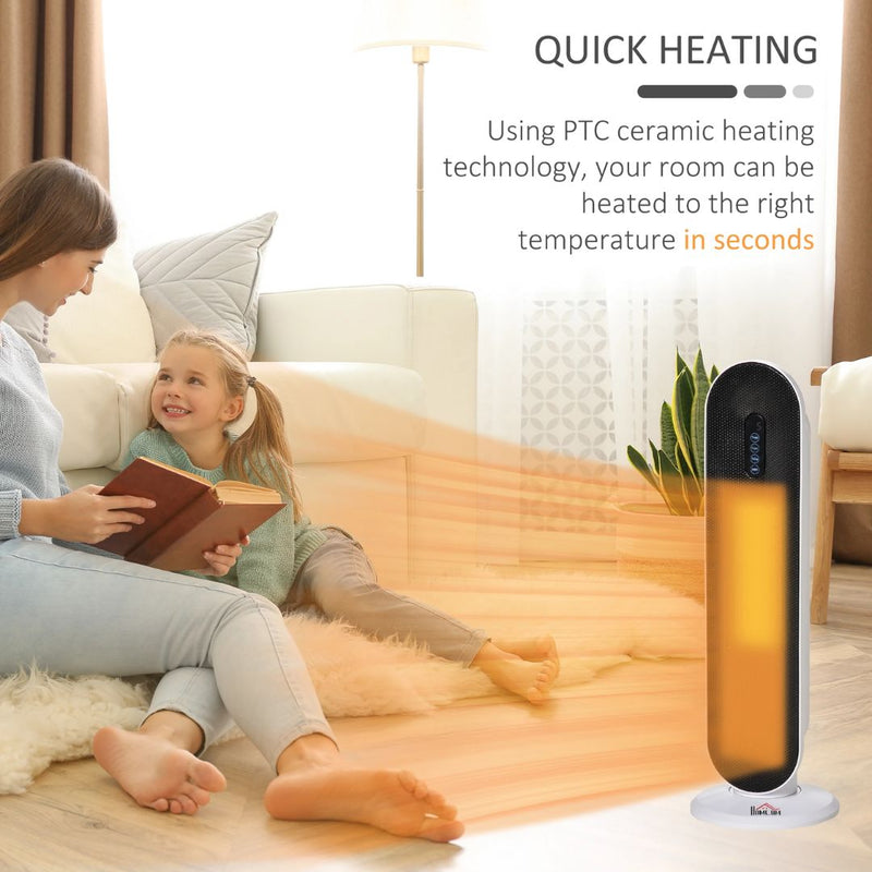 Oscillating Ceramic Space Heater Tower with Remote Control 24H Timer 1500W / 1000W