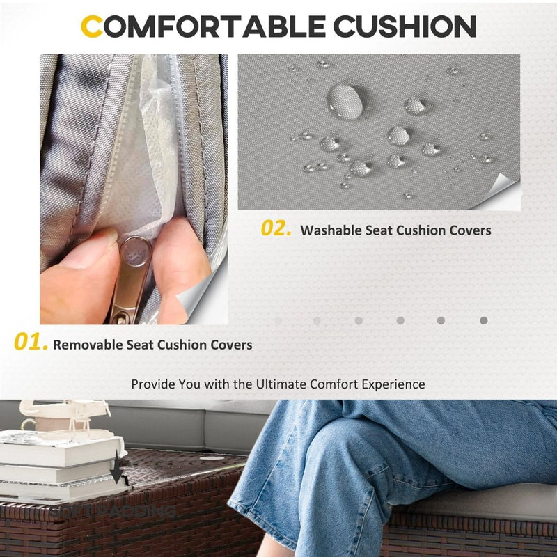 Patio Furniture, Sola Vina 3pc Outdoor Patio Sofa and Ottoman Set with Table - Grey - Seasonal Overstock