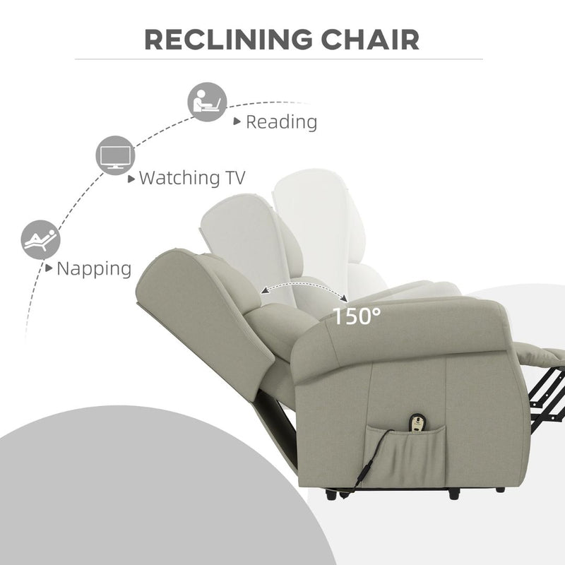 Sling River Wingback Lift Assist Recliner Chair with remote Control - Cream White