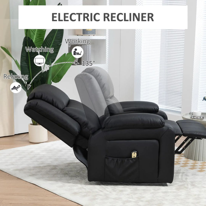 Luxharbor Lane Powered Lift Assist Recliner Chair with Remote Control - Black Faux Leather