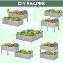 Planters, 31.5" x 31.5" Raised 4-Box Planter Flower Bed - Grey - Seasonal Overstock