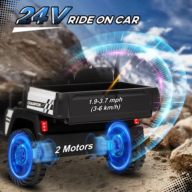 2-Seater 24V Electric Ride On UTV Car for Kids w/ Parental Remote and Sun Roof - Black