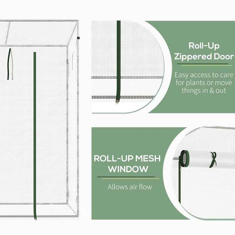 6.6' x 2.5' x 5.5' Portable Walk-In Greenhouse Hot House for Patio or Balcony - White