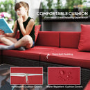 Patio Furniture, Peace River 7 Pc Rattan Wicker Modular Outdoor Furniture Sectional Sofa Set - Red / Brown - Seasonal Overstock