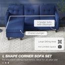 Sofas, Carmen 77" Dark Blue Upholstered Reversible Sectional Sofa - Seasonal Overstock